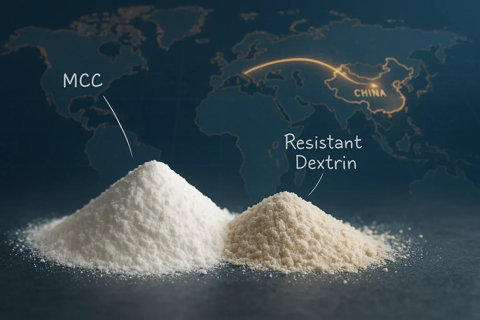 Abastecimiento global de celulosa microcristalina y dextrina resistente de China