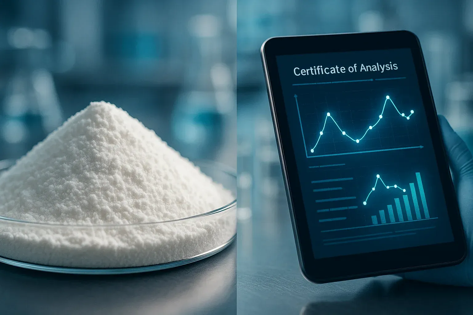 بيئة مختبرية حديثة تعرض الدقة التقنية الكامنة وراء مواصفات الدكسترين المقاوم والسليلوز الميكروكريستالي