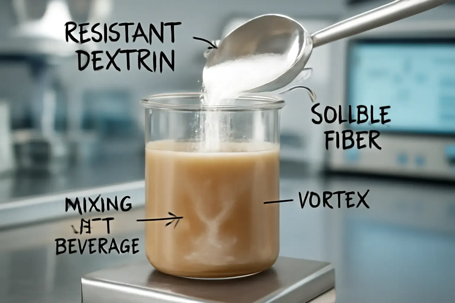 Pruebas de laboratorio de formulación de bebidas con alto contenido de fibra para determinar su solubilidad