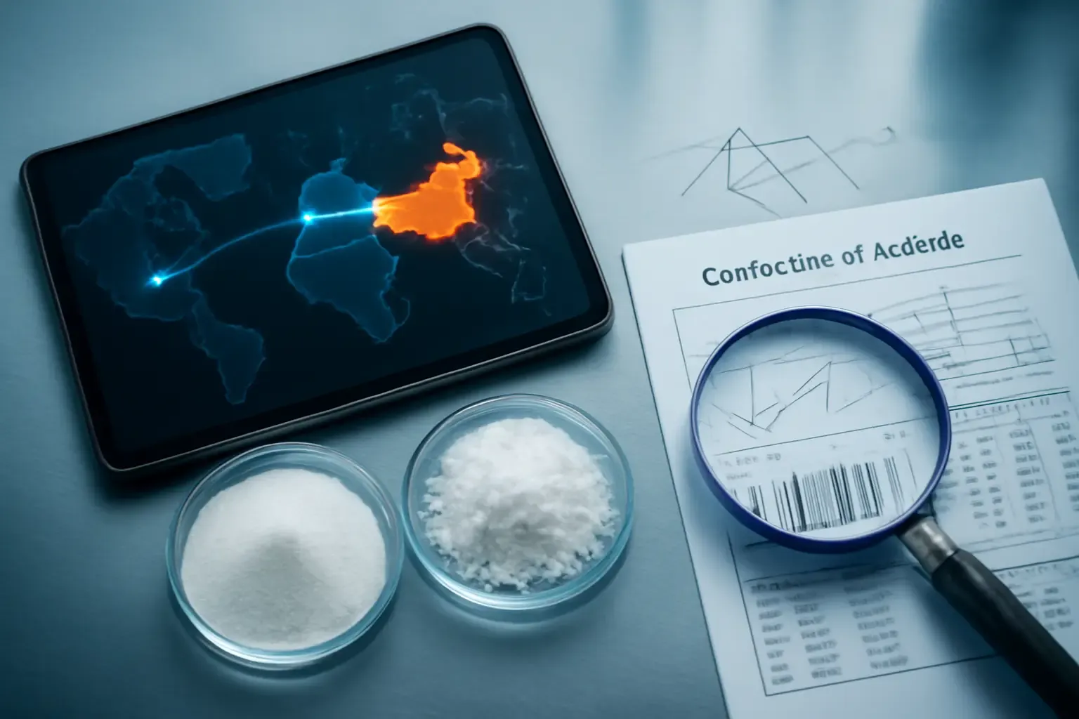 Análise de fornecimento estratégico de ingredientes alimentares da China com foco no controle de qualidade.